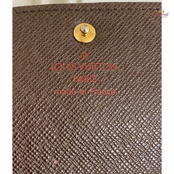 Authentic Louis Vuitton Vintage Damier Ebene Coated Canvas Leather Sarah Long Wa - Picture 7 of 12